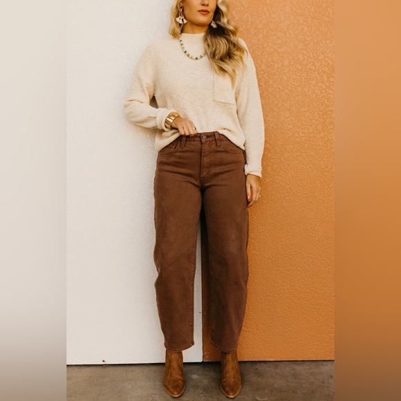 Vervet Denim - The Kate Slim Barrel Denim Pants/Jeans - Brown - Size 30 - Picture 1 of 12